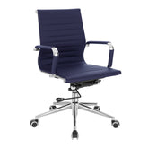 Nautilus Designs Aura Contemporary Medium Back Bonded Leather Executive Office Chair With Fixed Arms Blue - BCL/8003/BL DD
